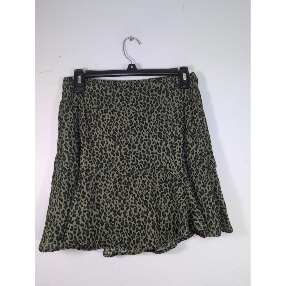 Rowa Sz M Green And Black Animal Print Miniskirt New